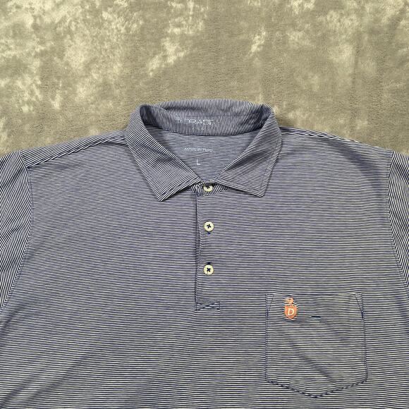 B Draddy Polo Shirt Mens Large Blue Stripe Golf Activewear Stretch Performance - Picture 8 of 10